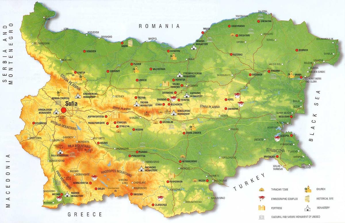 Болгарські гори карта