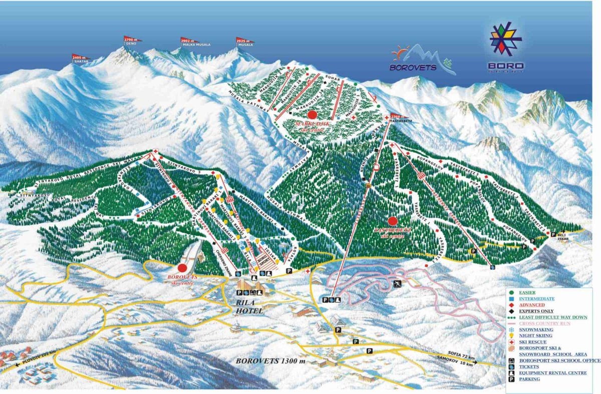 Болгарія гірськолижний карті