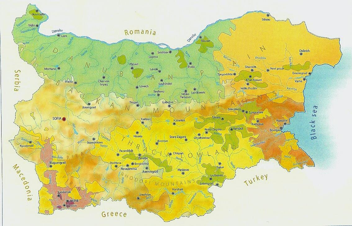 карта Болгарії клімат