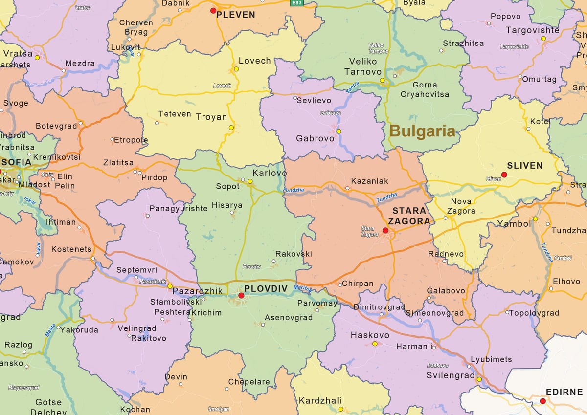 карта Болгарії політичні