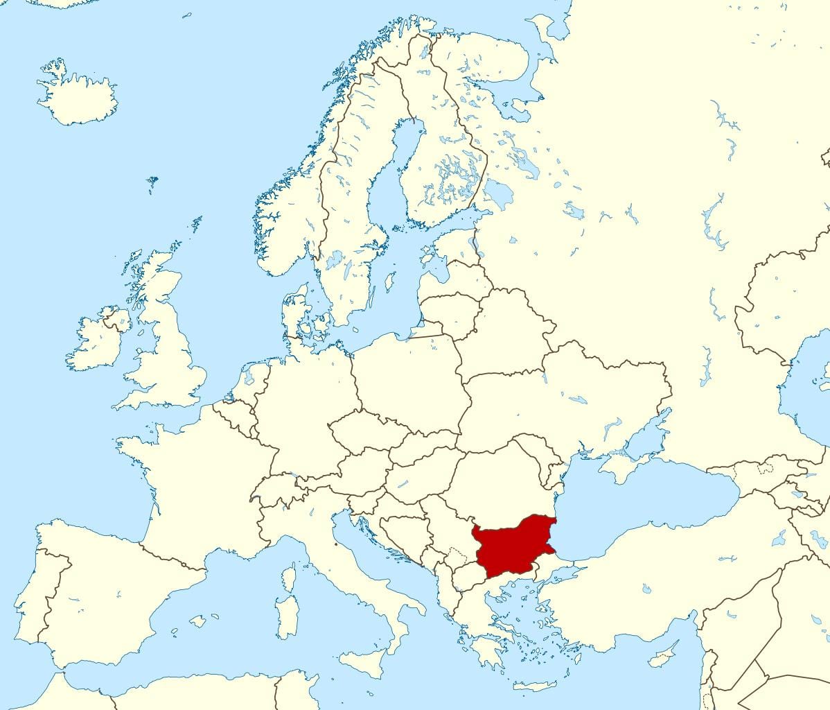 карта світу, показує Болгарії