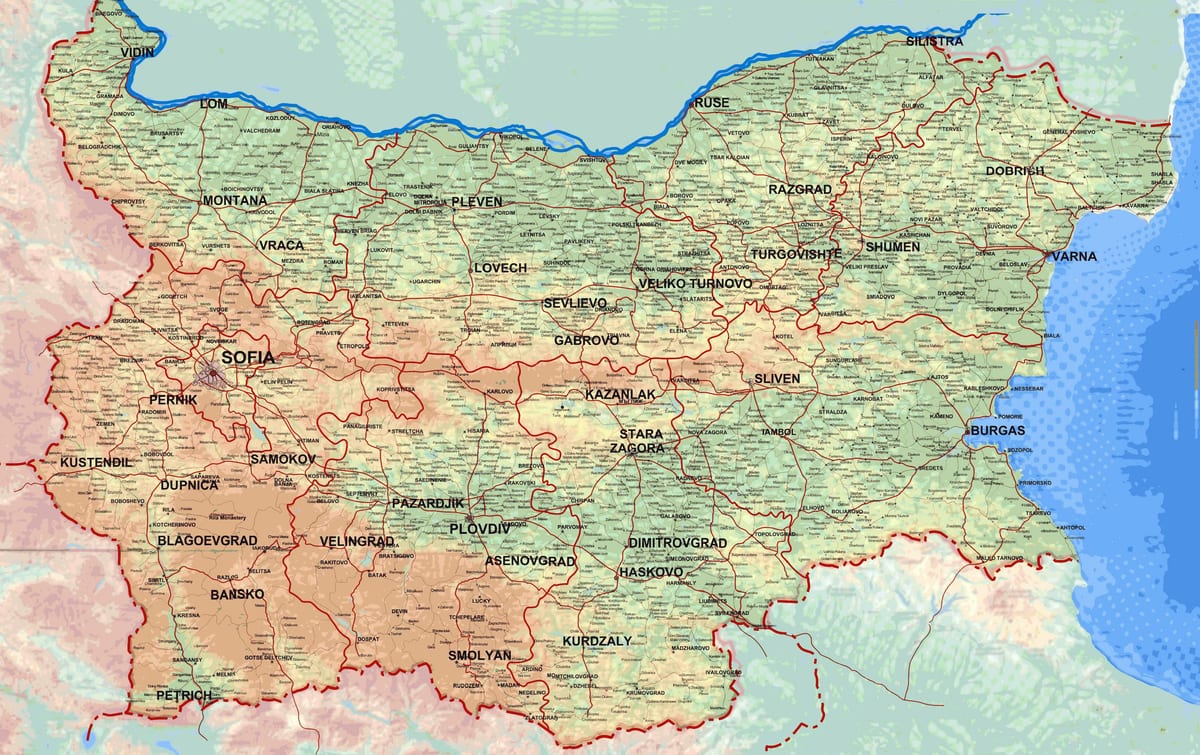 карту детальна карта Болгарії