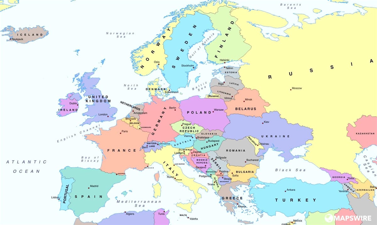 на карті Європи в Болгарії