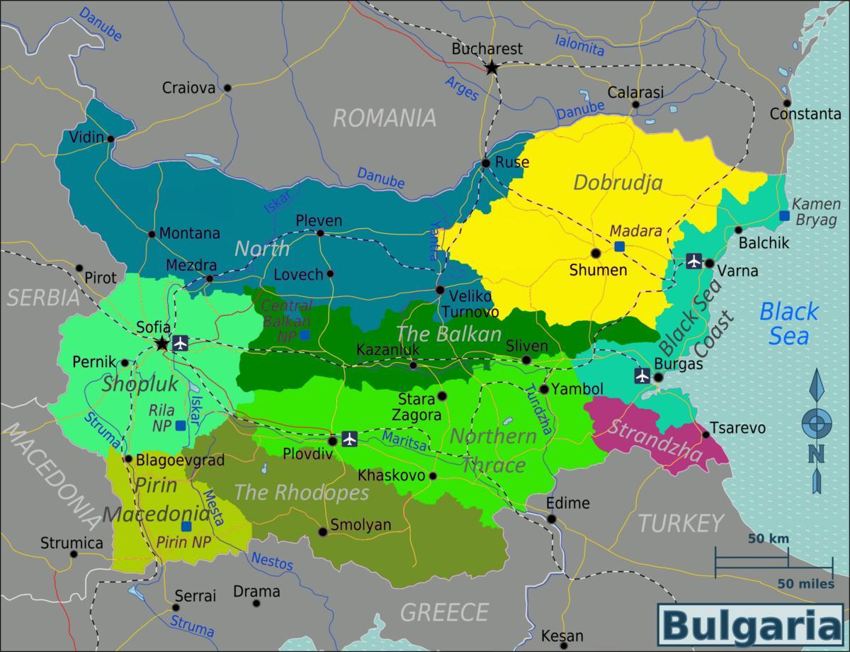 карта Болгарії аеропорти