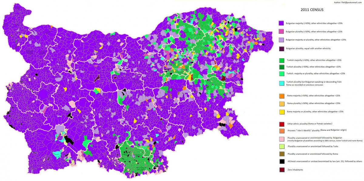 карта Болгарії етнічних