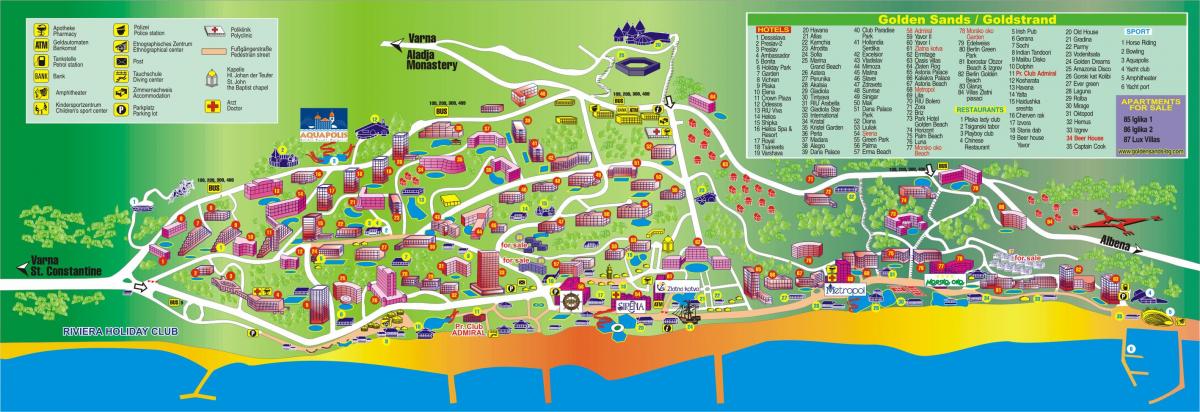 Золотий Берег Болгарія карта