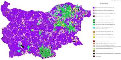 Карта Болгарії етнічних