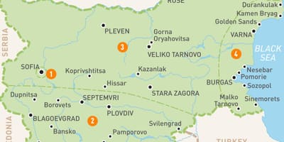 Регіони Болгарії на карті