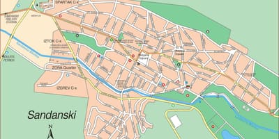 Карта Санданскі Болгарія